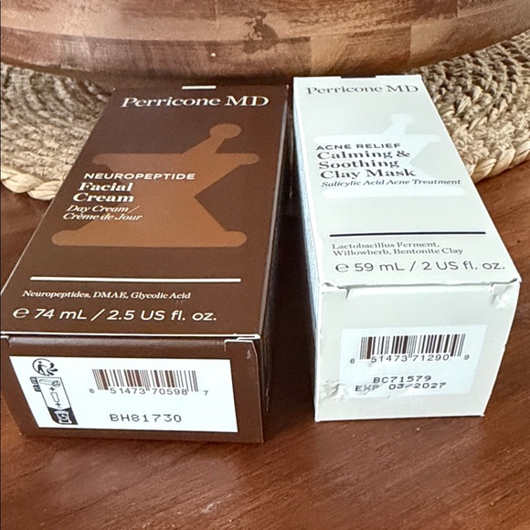 Perricone MD Neuropeptide Facial Cream and Acne Relief Clay Mask both new - Picture 3 of 3